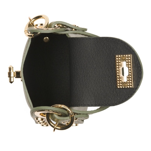 💚💚NWT-ANNA POALA Olive Green GENUINE Leather Stud Phone Holder Crossbody Bag 💚💚 - Picture 4 of 13